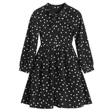 Delightful Polka Dot Chiffon Long Sleeve Dress for Little Girls - Ideal for Spring/Summer Festivities - Très Elite