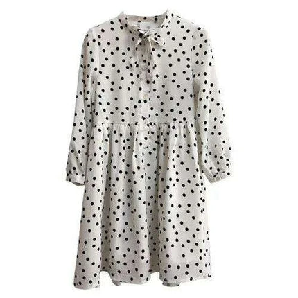 Delightful Polka Dot Chiffon Long Sleeve Dress for Little Girls - Ideal for Spring/Summer Festivities - Très Elite