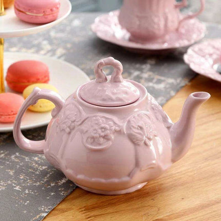 Delightful Retro Pink Floral Porcelain Tea Set - Stylish Teapot and Cup Pair - Très Elite