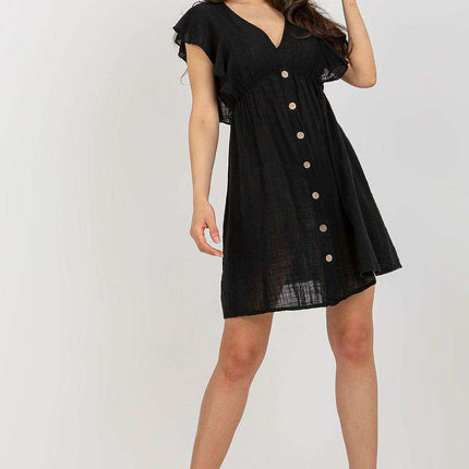 Delightful Ruffled Sleeve Summer Dress with Elegant Button Accents - Très Elite