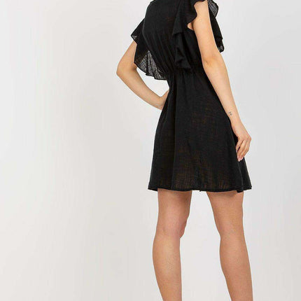 Delightful Ruffled Sleeve Summer Dress with Elegant Button Accents - Très Elite