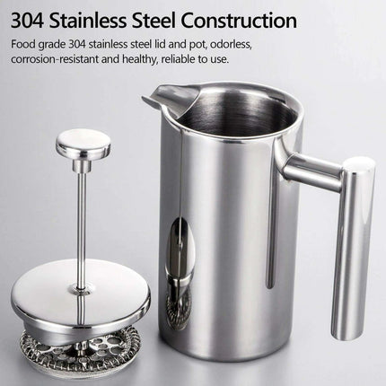 Deluxe Insulated Stainless Steel French Press - Three Sizes: 350ml, 800ml, and 1000ml - Très Elite