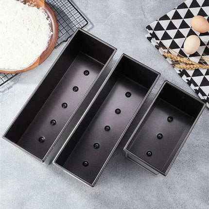 Deluxe Square Toast Bread and Cake Baking Kit with Non-stick Aluminum Mold and Lid - Customizable Bakery Essentials - Très Elite