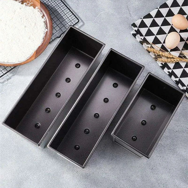Deluxe Square Toast Bread and Cake Baking Kit with Non-stick Aluminum Mold and Lid - Customizable Bakery Essentials
