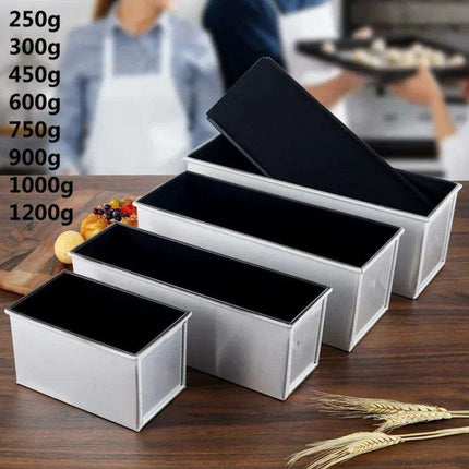 Deluxe Square Toast Bread and Cake Baking Kit with Non-stick Aluminum Mold and Lid - Customizable Bakery Essentials - Très Elite