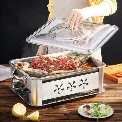 Deluxe Stainless Steel Fish Grilling Kit with Infusion Tray and Korean BBQ Features - Très Elite