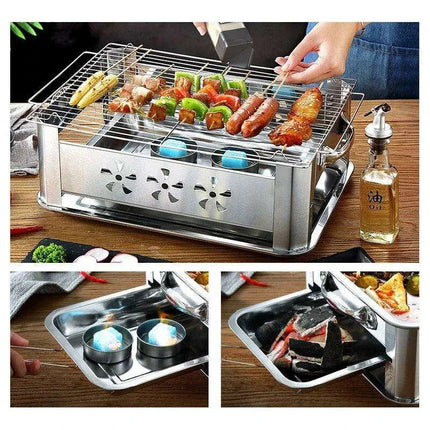 Deluxe Stainless Steel Fish Grilling Kit with Infusion Tray and Korean BBQ Features - Très Elite