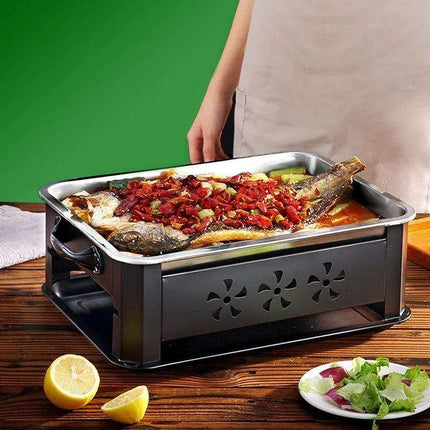 Deluxe Stainless Steel Fish Grilling Kit with Infusion Tray and Korean BBQ Features - Très Elite