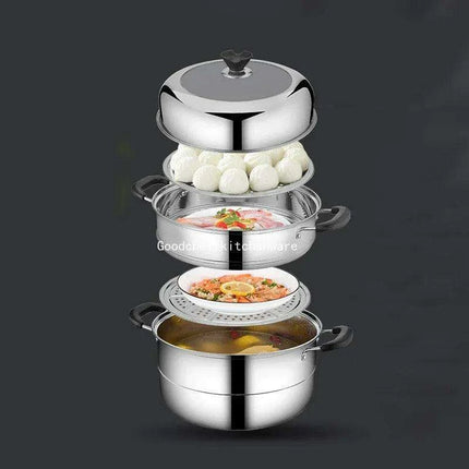 Deluxe Stainless Steel Multi-Layer Steamer for Optimal Home Cooking - Très Elite