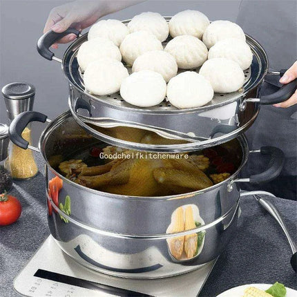 Deluxe Stainless Steel Multi-Layer Steamer for Optimal Home Cooking - Très Elite