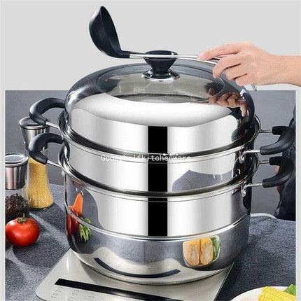 Deluxe Stainless Steel Multi-Layer Steamer for Optimal Home Cooking - Très Elite