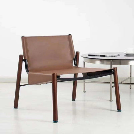Designer Light Luxury Saddle Leather Lounge Chair - Très Elite