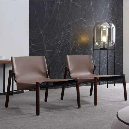 Designer Light Luxury Saddle Leather Lounge Chair - Très Elite