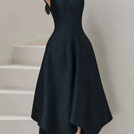 Diamond Bow Irregular High Waist Sleeveless Evening Dress for Women - Très Elite