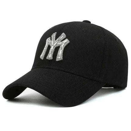 Diamond-Embellished Cotton Baseball Cap with Adjustable Fit - Très Elite