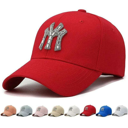 Diamond-Embellished Cotton Baseball Cap with Adjustable Fit - Très Elite