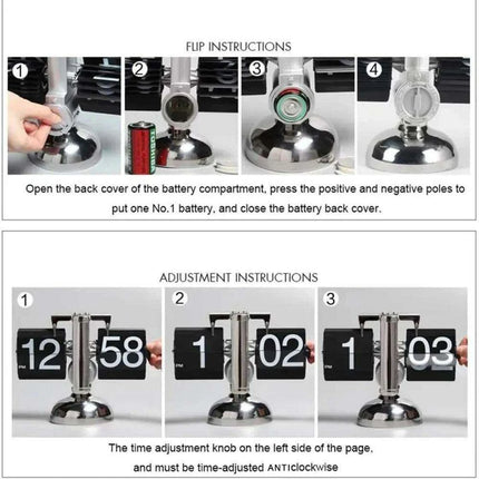 Digital Flip Clock with Automatic Page Turning - Stylish Home Décor with Battery Included - Très Elite