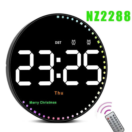 Digital LED Wall Clock with Remote Control, Dual Alarms, Calendar, and Temperature Display for Stylish Home Decor - Adjustable Brightness..