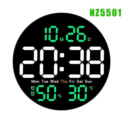 Digital LED Wall Clock with Remote Control, Dual Alarms, Calendar, and Temperature Display for Stylish Home Decor - Adjustable Brightness..