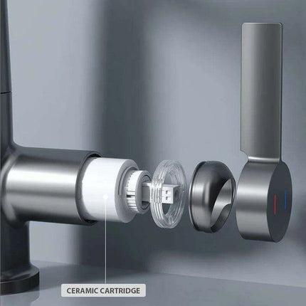 Digital Waterfall Faucet with Dual-Stream Sprayer and Temperature Display - Modern Bathroom Upgrade - Très Elite