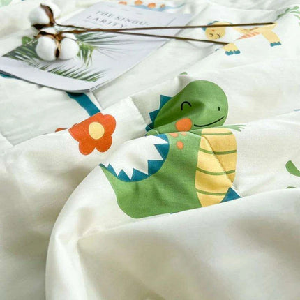 Dinosaur Delight Summer Quilt for Kids - Fun Floral Patterns for Boys' Room Decor - Très Elite
