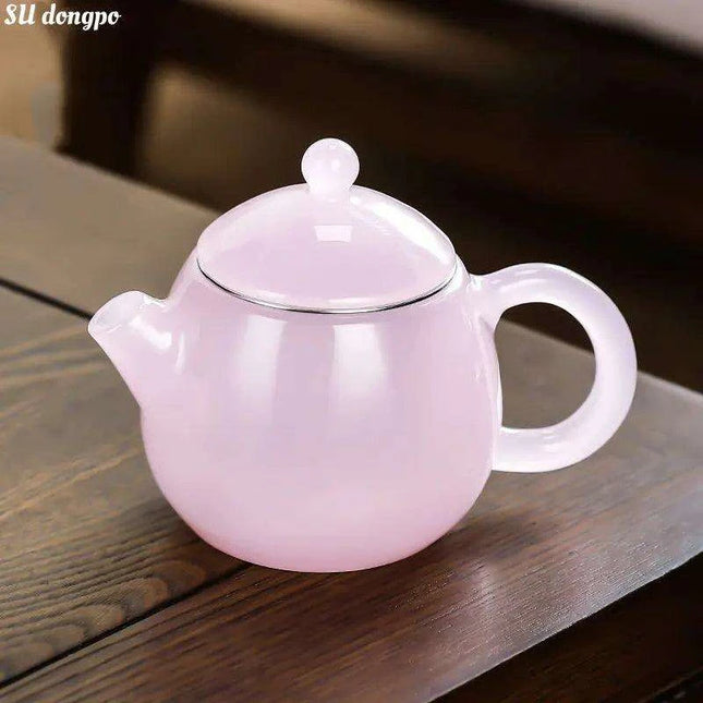Dragon Egg Inspired Green Jade Glass Tea Infuser Pot - Elegant Petite Teapot for Brewing Green Tea - Très Elite