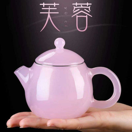 Dragon Egg Inspired Green Jade Glass Tea Infuser Pot - Elegant Petite Teapot for Brewing Green Tea - Très Elite