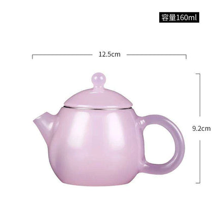 Dragon Egg Inspired Green Jade Glass Tea Infuser Pot - Elegant Petite Teapot for Brewing Green Tea - Très Elite