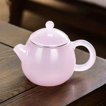 Dragon Egg Inspired Green Jade Glass Tea Infuser Pot - Elegant Petite Teapot for Brewing Green Tea - Très Elite