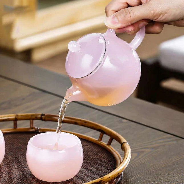 Dragon Egg Inspired Green Jade Glass Tea Infuser Pot - Elegant Petite Teapot for Brewing Green Tea - Très Elite