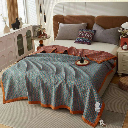 Dreamy Cotton Jacquard Blanket Set - Perfect All-Season Comfort and Style - Très Elite