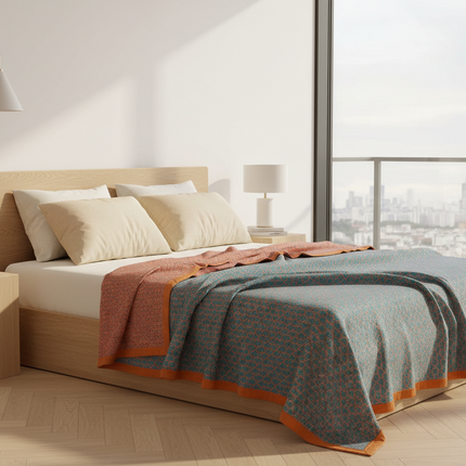 Dreamy Cotton Jacquard Blanket Set - Perfect All-Season Comfort and Style - Très Elite