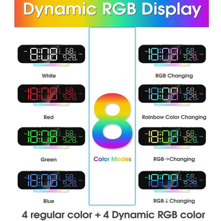 Dual Alarm Vibrating Clock with RGB LED Night Light and Bed Shaker - Loud Wake-Up Alarm - Très Elite