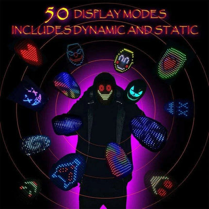 Dynamic LED Glow Mask with 50 Dazzling Patterns for Festive Fun - Très Elite