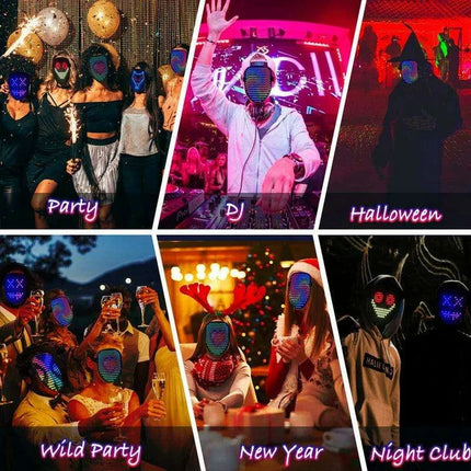 Dynamic LED Glow Mask with 50 Dazzling Patterns for Festive Fun - Très Elite