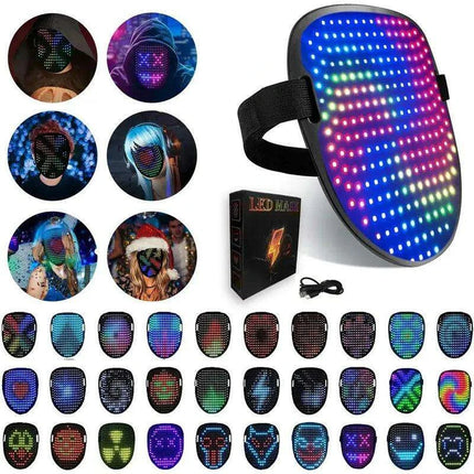 Dynamic LED Glow Mask with 50 Dazzling Patterns for Festive Fun - Très Elite