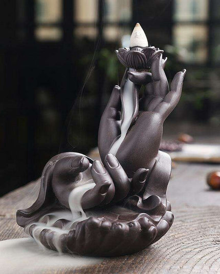 Sandalwood Serenity: Elegant Purple Backflow Incense Burner Set for Tranquil Spaces