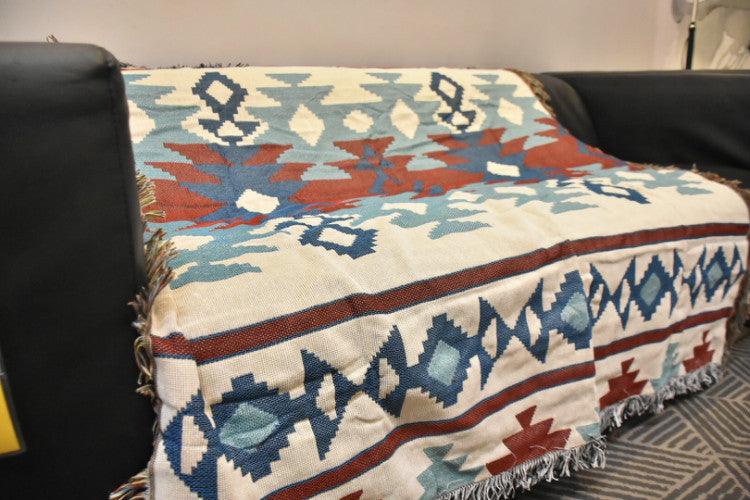 Chic American Geometric Cotton Throw for Elegant Home Decor