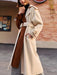 Vintage Patchwork Lace-up Wool Coat for Stylish Women