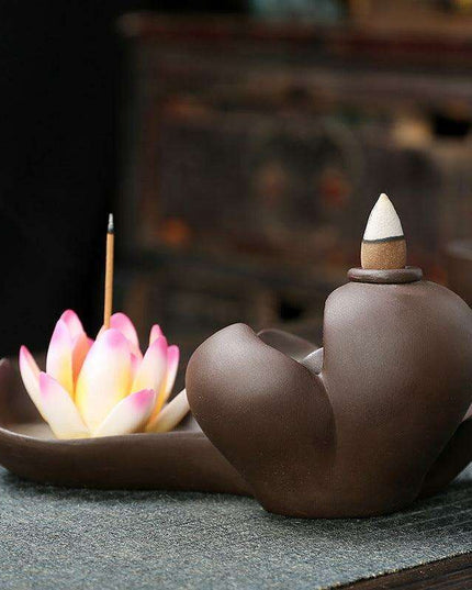 Serene Oasis Purple Sand Backflow Incense Fountain Set