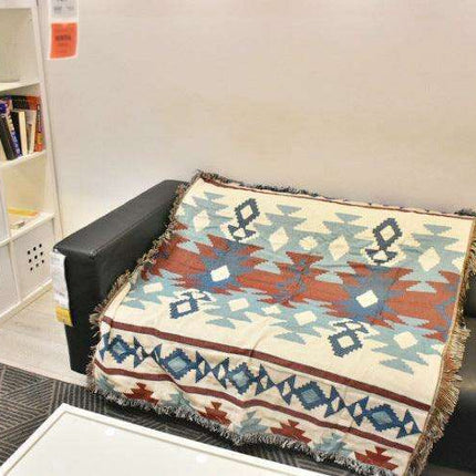 Chic American Geometric Cotton Throw for Elegant Home Decor