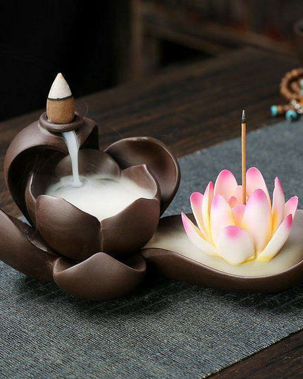 Serene Oasis Purple Sand Backflow Incense Fountain Set