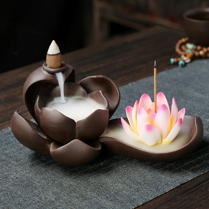 Enchanting Purple Sand Backflow Incense Burner with Aromatherapy Ornaments