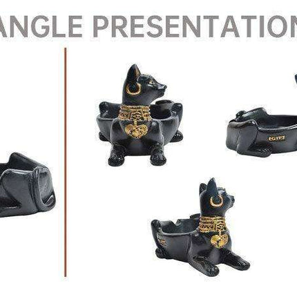 Resin Ashtray with Anubis, Cat, and Pharaoh Motifs - Ancient Egyptian Design