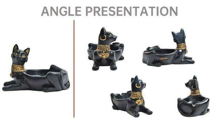 Resin Ashtray with Anubis, Cat, and Pharaoh Motifs - Ancient Egyptian Design