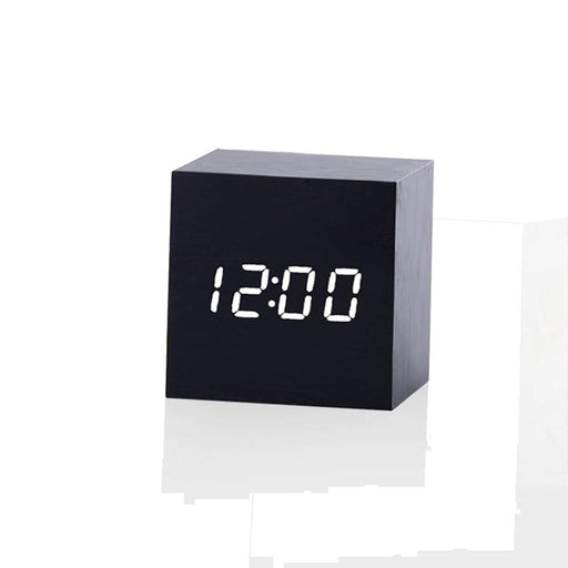 Multicolor Sounds Control Wooden Clock New Modern Wood Digital LED Desk Alarm Clock Thermometer Timer Calendar Table Decor eprolo