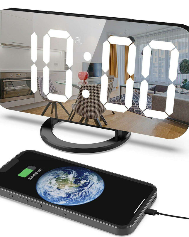 Intelligent LED Alarm Clock with Dual USB Charging and Adaptive Brightness Sensor