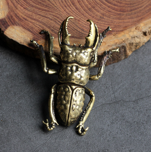 Elegant Solid Brass Beetle Ornament for Stylish Workspace