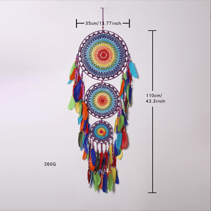 Handcrafted Indian Three-Ring Dream Catcher: Festive Cultural Home Decor Accent