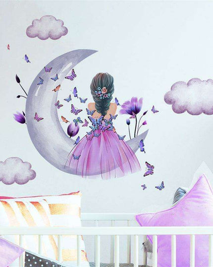 Celestial Butterfly Maiden PVC Wall Art Stickers for Dreamy Room Transformation